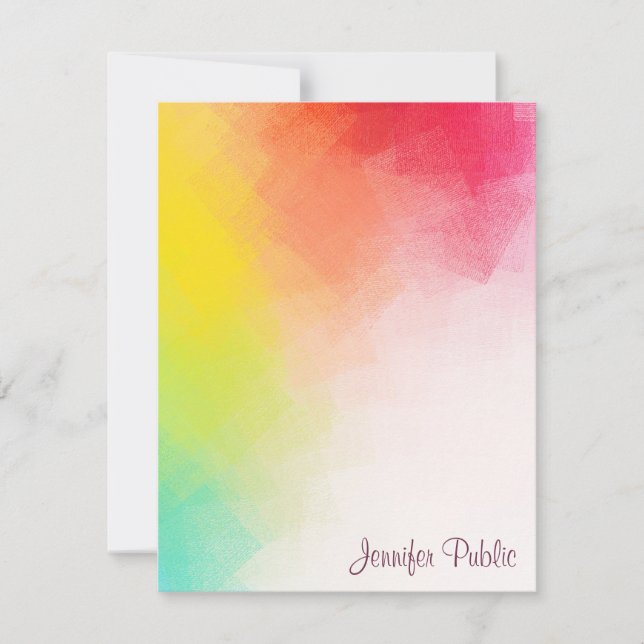 Calligraphed Script Monogram Rainbow Colours Card (Front)