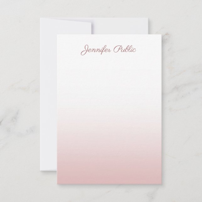 Calligraphed Script Name Rose Gold Modern Template (Front)