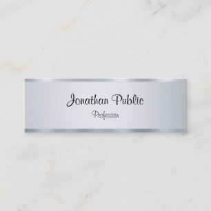 Calligraphed Script Silver Template Elegant Modern Mini Business Card
