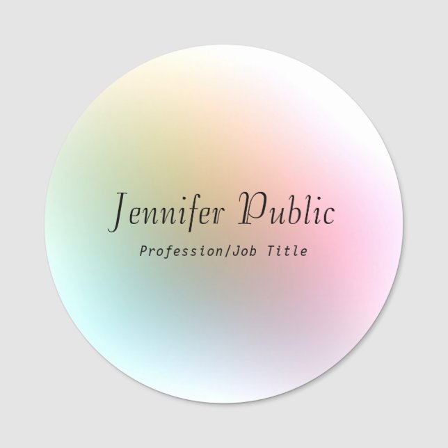 Calligraphed Script Text Elegant Colourful Templat Name Tag (Front)