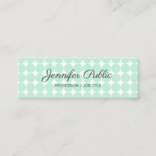 Calligraphed Template Elegant Mint Green White Min Mini Business Card