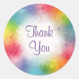 Calligraphed Thank You Text Colourful Template Classic Round Sticker