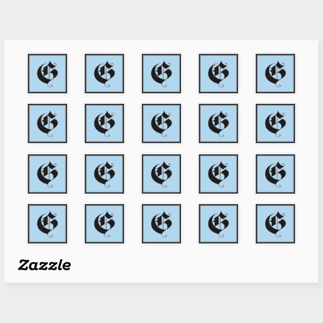 Calligraphic Capital Letter G Square Sticker (Sheet)