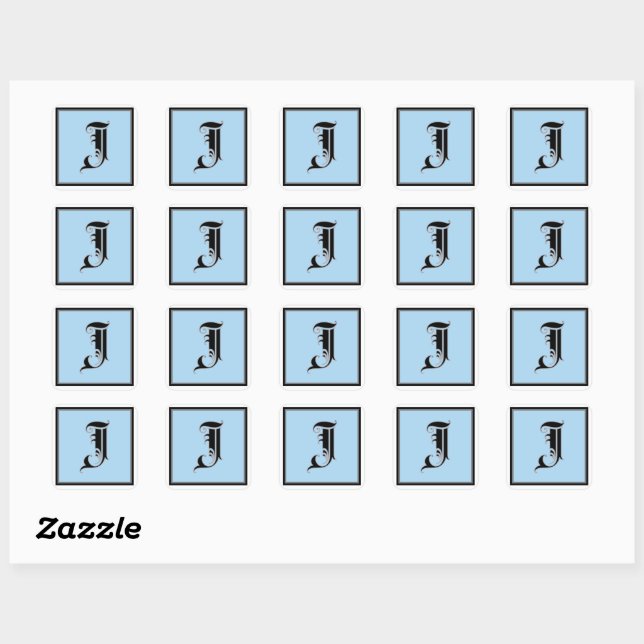 Calligraphic Capital Letter J Square Sticker (Sheet)