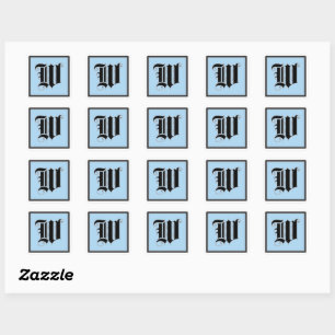 Calligraphic Capital Letter W Square Sticker