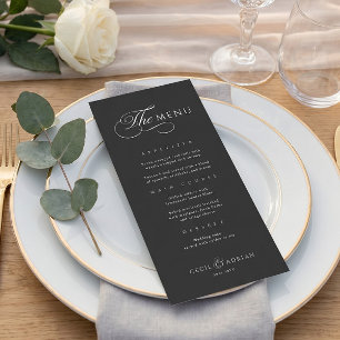 Calligraphic Elegant Black Wedding Menu