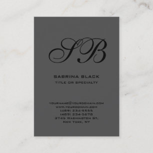 Calligraphic Monogram Grey Black Business Card