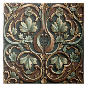 Calligraphic Patina Bloom Tile
