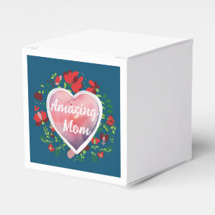Calligraphic Script Amazing Mum Mother day Heart Favour Box