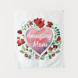 Calligraphic Script Amazing Mum Mother' day Heart  Tapestry