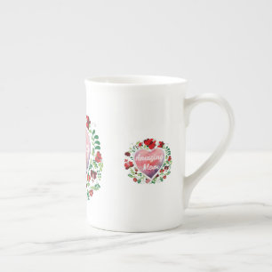 Calligraphic Script Amazing Mum Mother's day  Bone China Mug