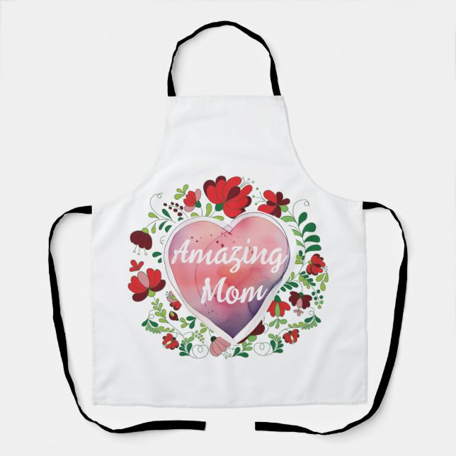 Calligraphic Script Amazing Mum, Mother's day Gift Apron (Front)