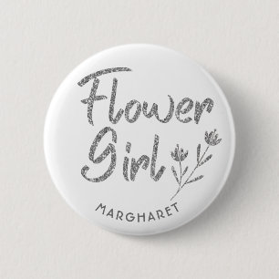 Calligraphic Silver Flower Girl pin