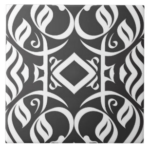 Calligraphic Tile in Balck and White