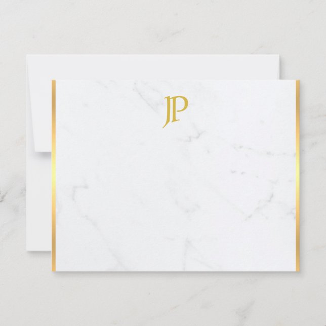 Calligraphic Typed Gold Monogram Marble Template (Front)
