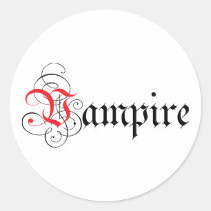 Calligraphic Vampire Classic Round Sticker