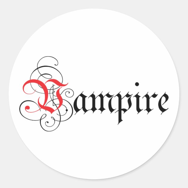 Calligraphic  Vampire Classic Round Sticker (Front)