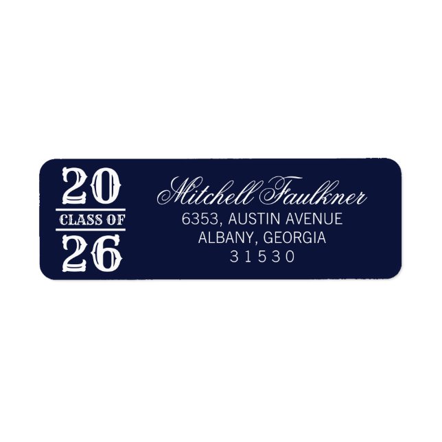 Calligraphy 2024 Graduation Blue Return Address  (Front)