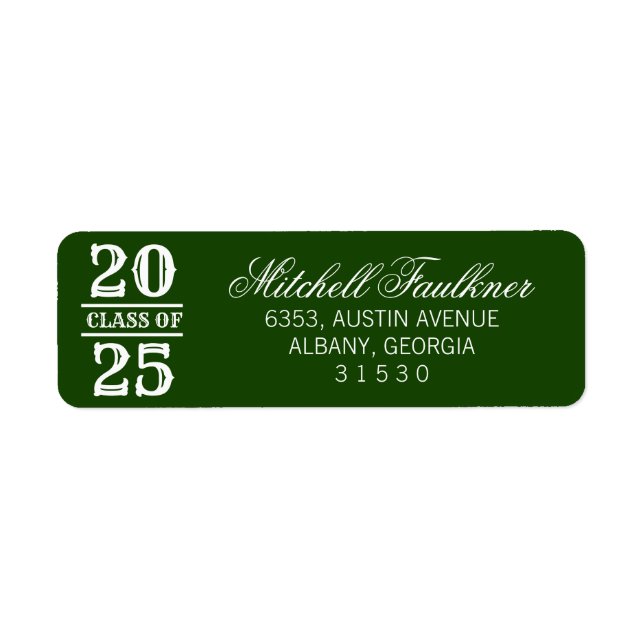 Calligraphy 2024 Graduation Green Return Address  (Front)
