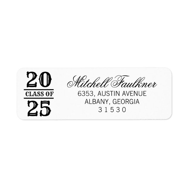 Calligraphy 2025 Graduation Return Address Label (Front)