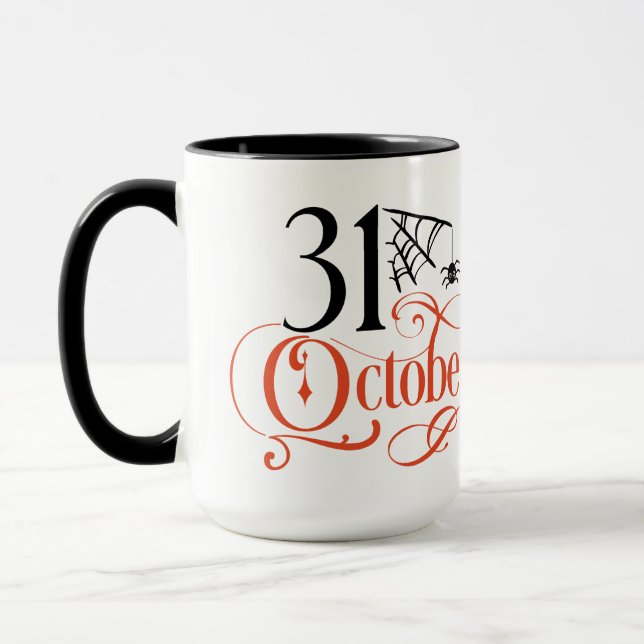 Calligraphy 31 October Spider Hallowen Mug (Left)