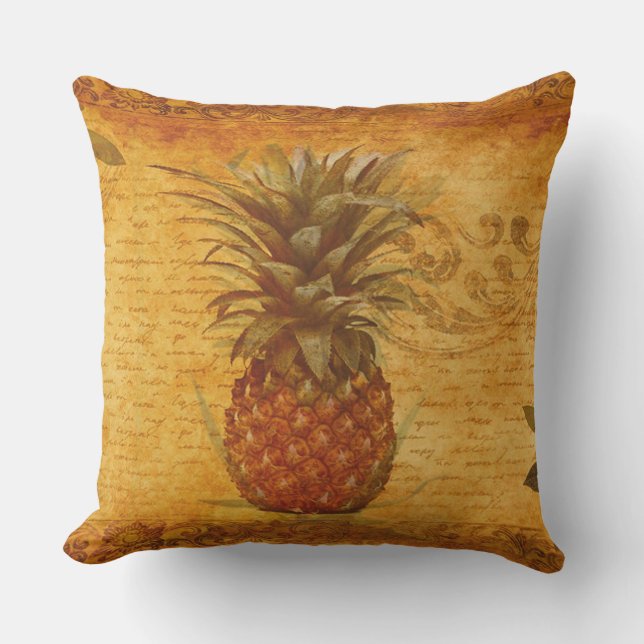 Calligraphy and Vintage Pineapple Cushion (Front)