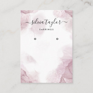 Calligraphy art Blush Pink Earring display card