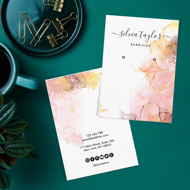 Calligraphy art Blush Pink Earring display card (Creator Uploaded)