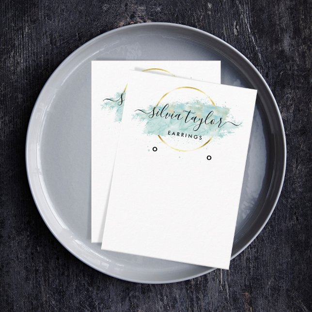 Calligraphy art Earring display card blue (Creator Uploaded)