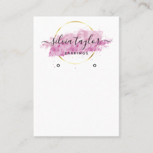 Calligraphy art Earring display card pink