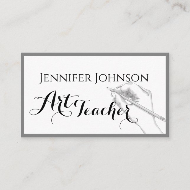 Calligraphy Art Teacher Simple Fine Art  Business Card (Front)