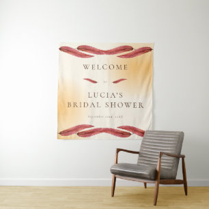 Calligraphy Autumn Leaf Bridal Shower Welcome Tapestry