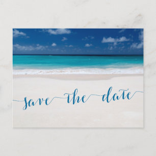 Calligraphy Beach Theme Save The Dates Postcards