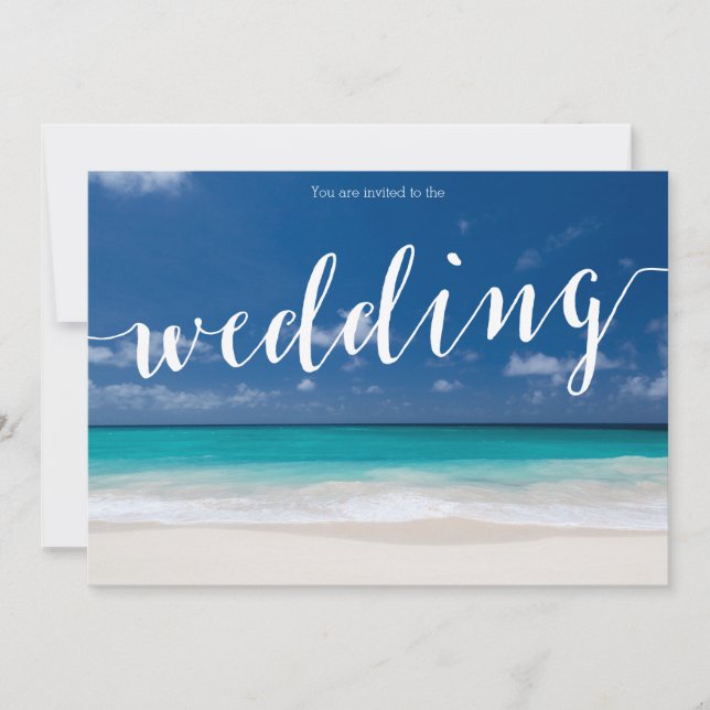 Calligraphy Beach Wedding Invitations (Front)