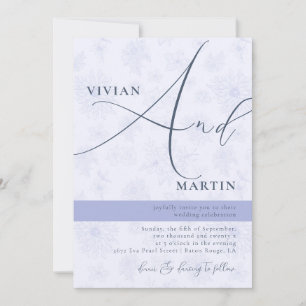 Calligraphy Big Bold "And" Dusty Blue Wedding Invitation