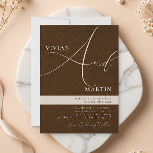 Calligraphy Big Bold "And" Espresso Brown Wedding Invitation