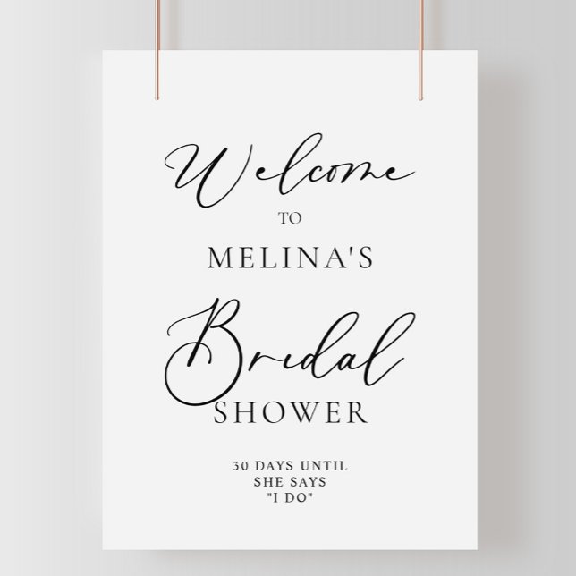 Calligraphy Black and Grey Bridal Shower Welcome  Poster (Creator Uploaded)