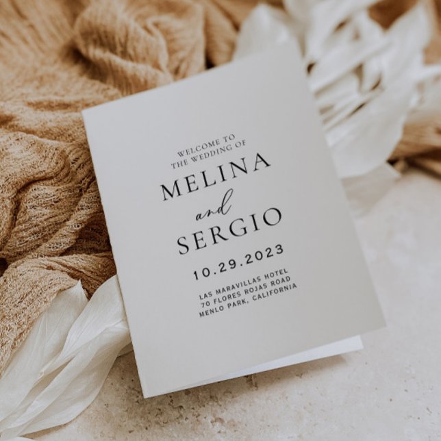 Calligraphy Black and White Folded Wedding Program Programme (Creator Uploaded)