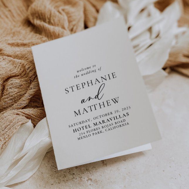 Calligraphy Black and White Folded Wedding  Programme (Creator Uploaded)