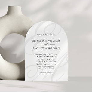 Calligraphy Black and White Monogram Arch Wedding Invitation