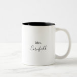 Calligraphy Black and White Mrs Newlywed Bride   Two-Tone Coffee Mug<br><div class="desc">This calligraphy black and white mrs newlywed bride coffee mug is a perfect gift to the bride or bride to be for a rustic wedding shower. The design features a beautiful black font in a white background to embellish your event.</div>
