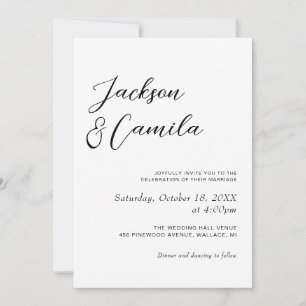 Calligraphy Black and White Photo Wedding Invitation