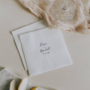 Calligraphy Black and White Wedding Napkins