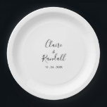 Calligraphy Black and White Wedding  Paper Plate<br><div class="desc">This calligraphy black and white wedding paper plate is perfect for a rustic wedding reception. The design features a beautiful black font in a white white background to embellish your event.</div>