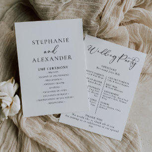Calligraphy Black and White Wedding program