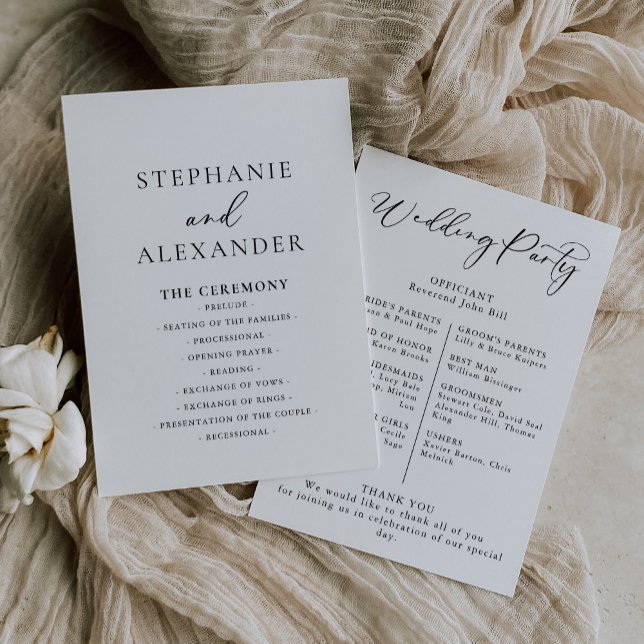 Calligraphy Black and White Wedding program (Creator Uploaded)
