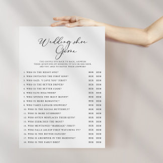 Calligraphy Black and White Wedding Shoe Game