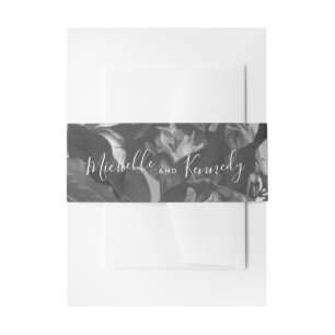 Calligraphy Black Antique Bouquet Wedding Invitation Belly Band