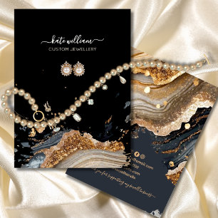 Calligraphy Black Gold Agate Earring Display Card