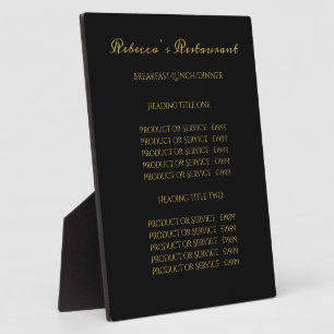 Calligraphy Black & Gold Business Pricing/Service Plaque